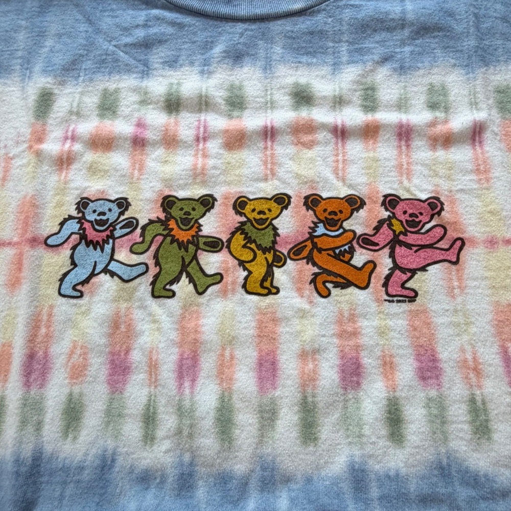 Sundog Grateful Dead Dancing Bears Tie Dye Graphic T-Shirt Blue Mens XL